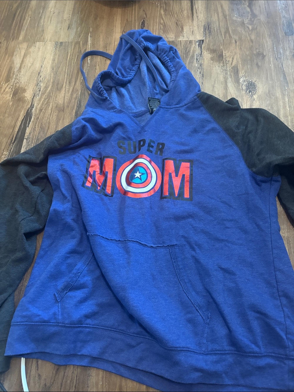 Universal Blue & Black "Super MOM" Hoodie Sweatshirt